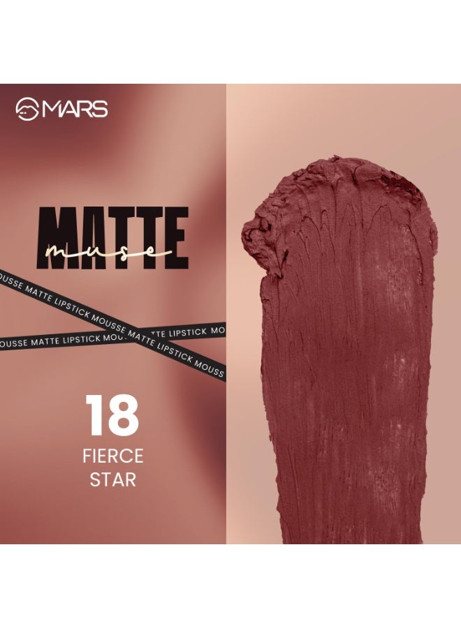 MARS Matte Muse Mousse Lipstick (3ml) (18-FIERCE STAR) with Doe-Foot Applicator | Highly Pigmented | Smooth Texture | Hydrating Formula | Blurry Lips Effect - Image 3